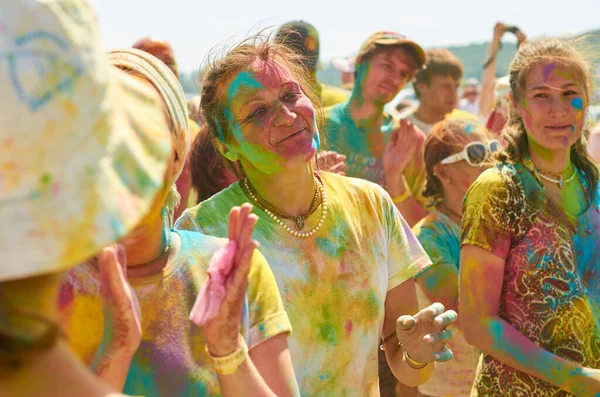 Aleksandrovsky Russia 2015 Crowd Hare Krishna People Having Fun Dancing — Stock Photo, Image