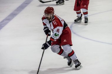 Majadahonda, Madrid, İspanya. 9 Mart 2019. İspanya Milli Ligi buz hokeyi maçı SAD Majadahonda ve CH Jaca arasında