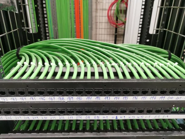 Câblage Rack Transfert Données Avec Connecteurs — Photo