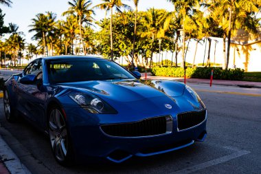 Miami, Florida, ABD - Haziran 2020 Miami Super Car. Güzel, pahalı bir araba. Beygir gücü. Fisker..