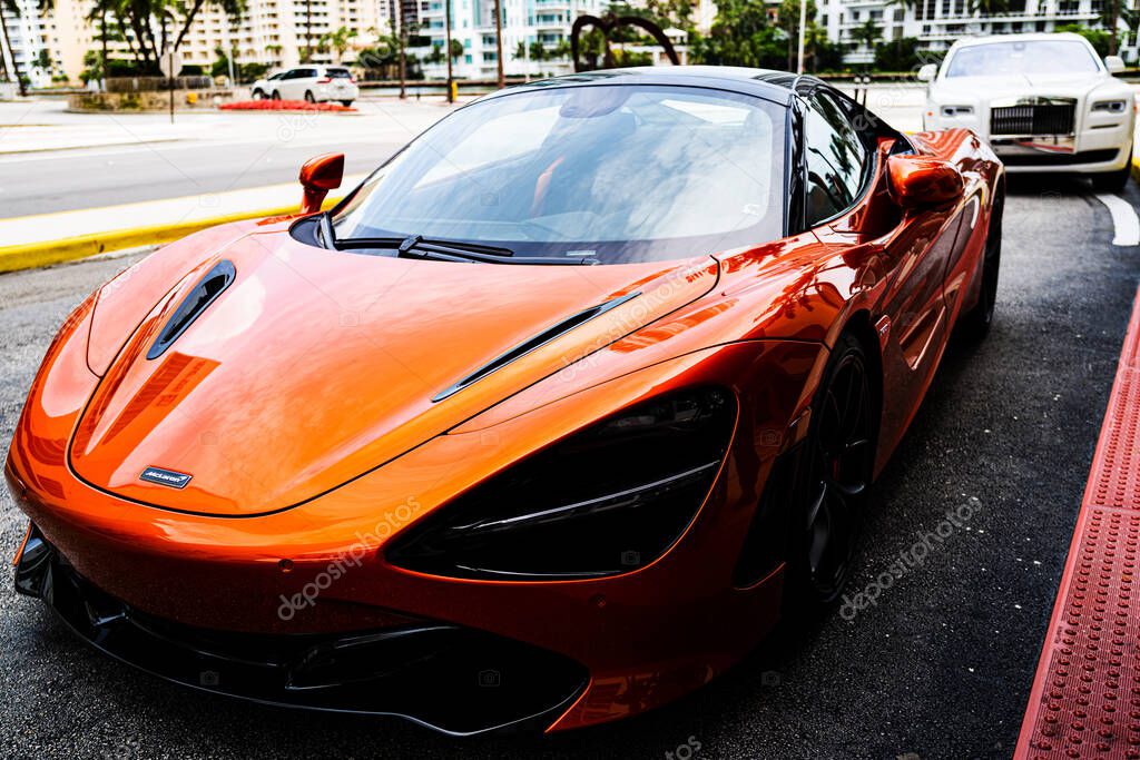 Miami, Florida, USA - JUNE 2020: McLaren is now in the business of building high-performance road cars. Exclusively to exotic sports cars and hypercars