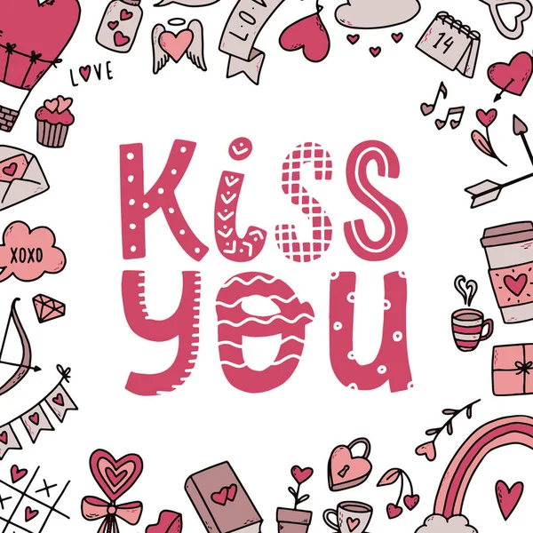 Kreative Handgeschriebene Zitate Für Valentinstagskarten Poster Drucke Einladungen Mit Kritzeleien — Stockfoto