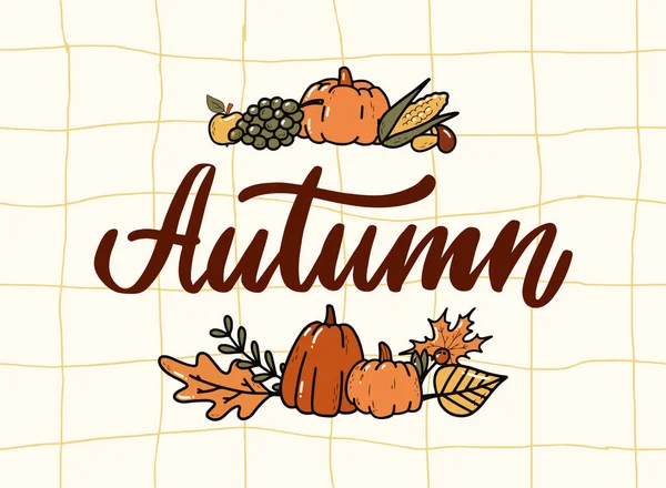 Autumn Lettering Quote Deocrated Doodles Για Κάρτες Εκτυπώσεις Και Πρότυπα — Φωτογραφία Αρχείου