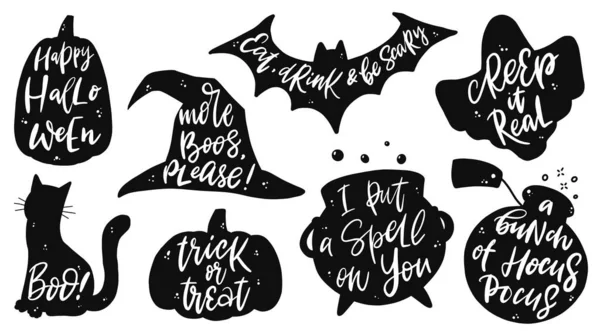 Set Citazioni Lettere Mano Halloween — Foto Stock