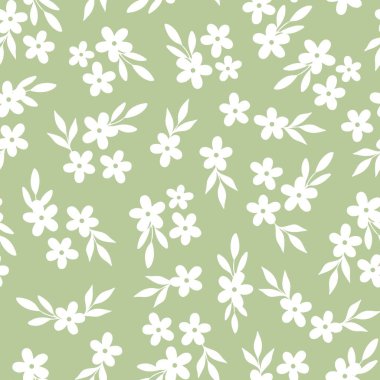 Duvar kâğıdı, tekstil baskıları, hatıra defteri, kağıt, ambalaj kağıdı gibi yeşil arka planda Calico çiçeksiz desen. EPS 10