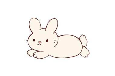 İzole Paskalya tavşanı, çıkartmalar, baskılar, kartlar, afişler, posterler, bebek dekorları, çocuk kıyafetleri vs. için sevimli kawaii tavşan çizimi. EPS 10