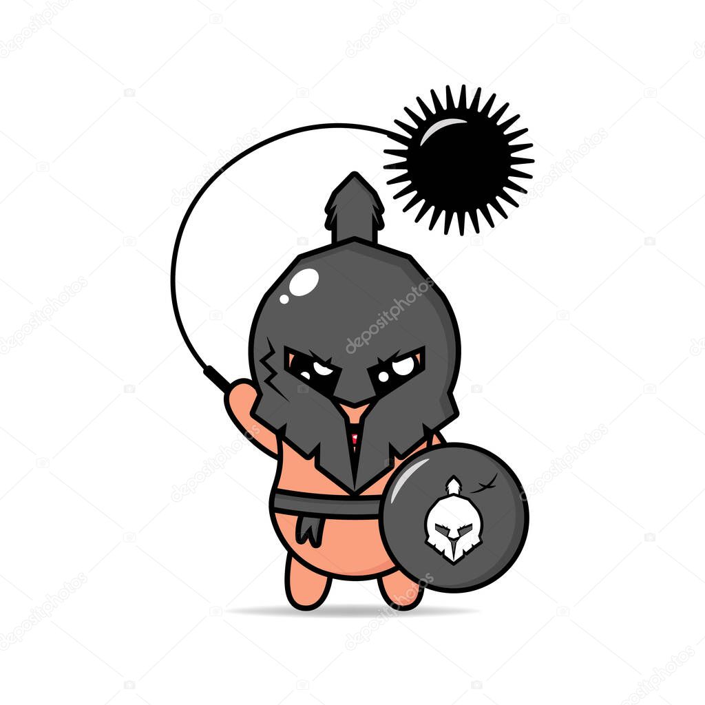 Gladiator illustration design mascot kawaii