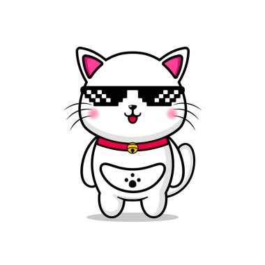 Şirin kedi tasarımı maskot Kawaii