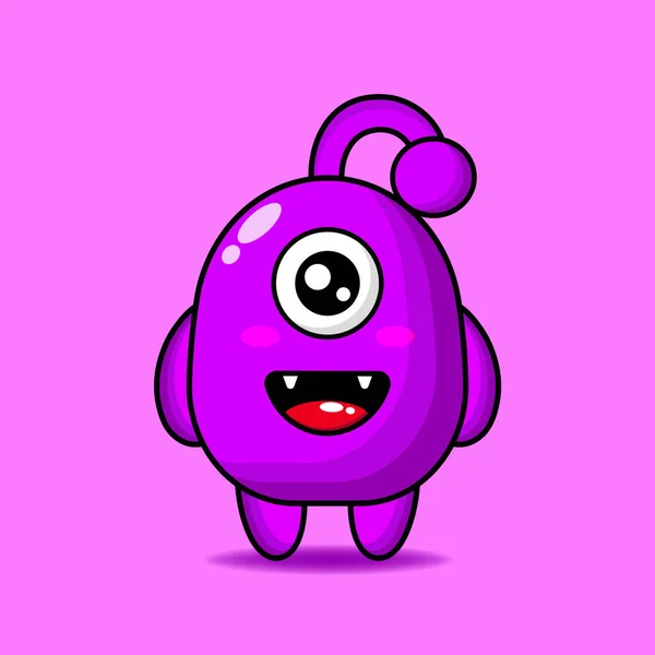 Cute Kawaii Monster Illustration Design Mascot — Vetor de Stock