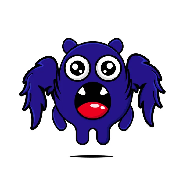 Söt Flygande Monster Design Maskot Kawaii — Stock vektor