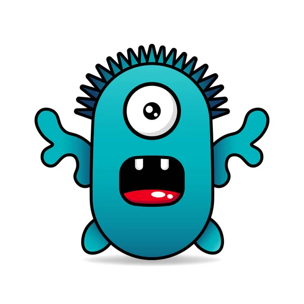 Lindo Doodle Monstruo Diseño Mascota Kawaii — Vector de stock