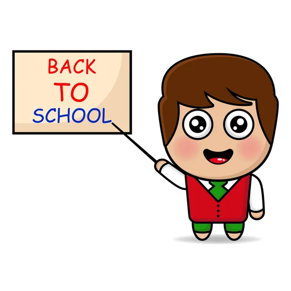 Cute Boy Back School Design Mascot Kawaii — Stock vektor