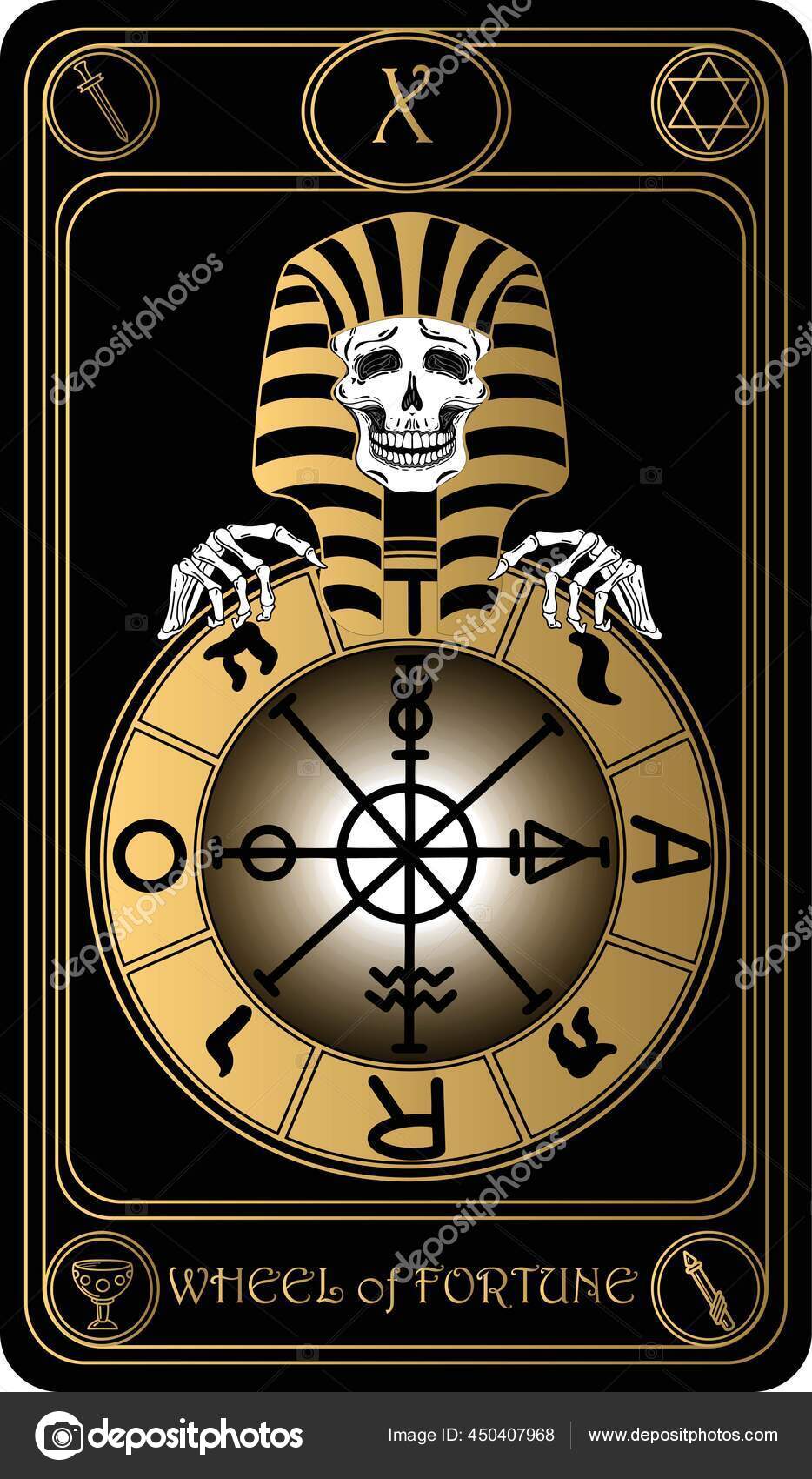 Roda Sorte Décima Carta Das Cartas Tarô Preto Dourado Major Vetor de  ©partyzanka1802 450407968, image size:934x1700