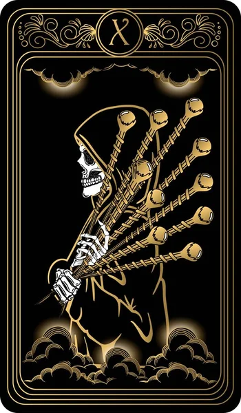   Asa onlusu. Minor Arcana 'nın siyah ve altın tarot kartları. Tarot güvertesi. Okült, mistik ve esrarengiz sembollerle illüstrasyon çizen vektör el.