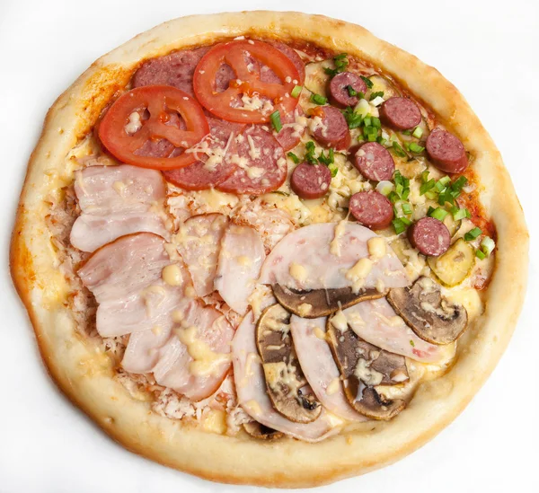 Pizza, diversi tipi di pizze al menù di ristorante e pizzeria — Foto Stock