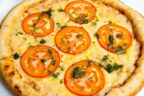 Pizza, olika typer av pizzor till menyn av restaurang och pizzeria — Stockfoto