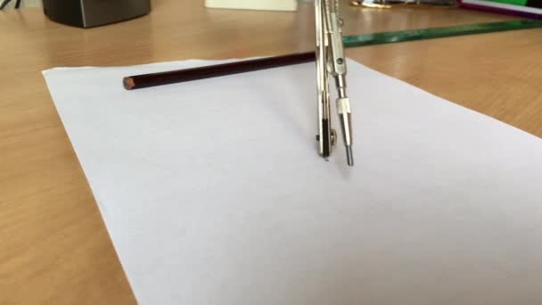 Compass, ruler, pencil — Stock Video