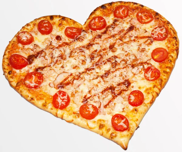 Pizza, Valentinstag, Herz, Lieblingssnack zum Valentinstag, leckerer Valentinstag — Stockfoto