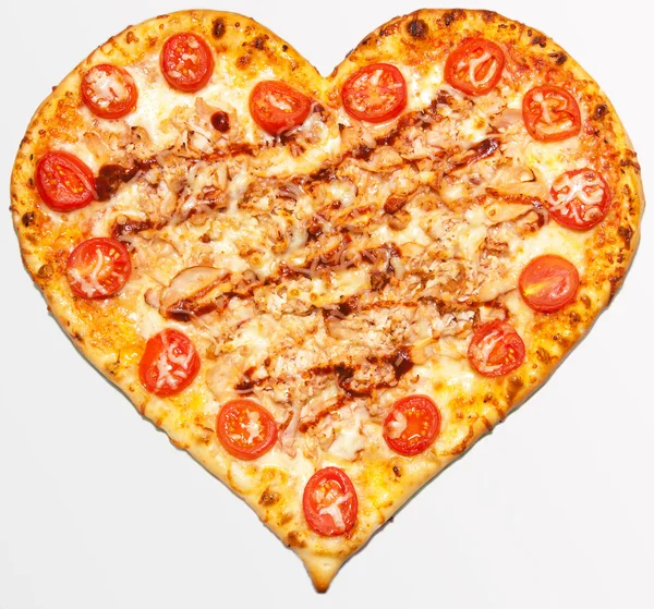 Pizza, Valentinstag, Herz, Lieblingssnack zum Valentinstag, leckerer Valentinstag — Stockfoto