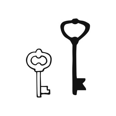 El Çizimi Anahtarı beyaz arkaplan vektör resimlemesinde izole edildi.