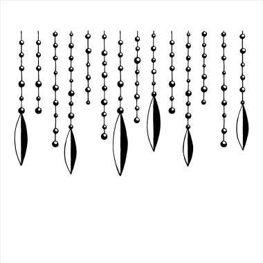 Bir iplik üzerinde süslemeleri olan siyah boncuklar kumaş tasarımı, ev tekstili, duvar kağıdı ve diğer tasarım olarak kullanılabilir.