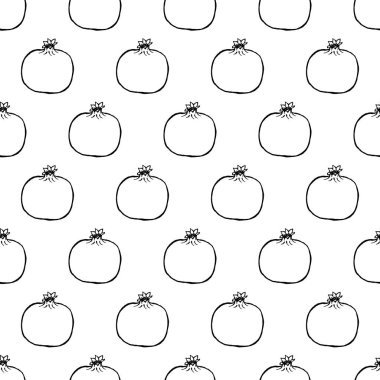 Elle çizilmiş meyve unsurlarıyla kusursuz desen. Nar. Vejetaryen duvar kağıdı. Tasarım ambalajı, tekstil, arkaplan, tasarım kartpostalları ve posterler için.