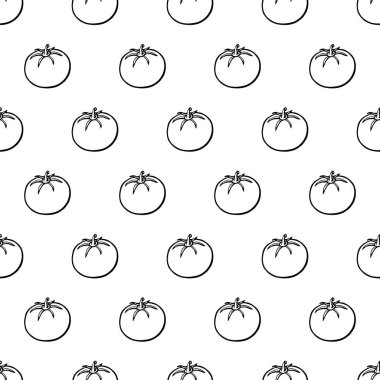 Elle çizilmiş sebzelerle kusursuz desen domates. Vejetaryen duvar kağıdı. Tasarım ambalajı, tekstil, arkaplan, tasarım kartpostalları ve posterler için.
