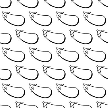 Elle çizilmiş sebzelerle pürüzsüz patlıcan deseni. Vejetaryen duvar kağıdı. Tasarım ambalajı, tekstil, arkaplan, tasarım kartpostalları ve posterler için.