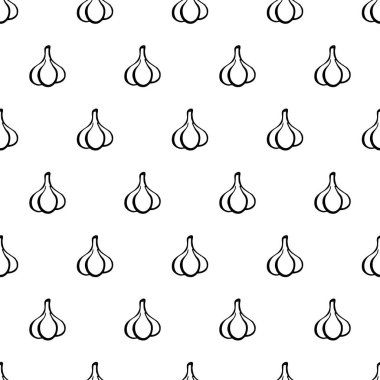 Elle çizilmiş sebzelerle kusursuz desen sarımsak. Vejetaryen duvar kağıdı. Tasarım ambalajı, tekstil, arkaplan, tasarım kartpostalları ve posterler için.