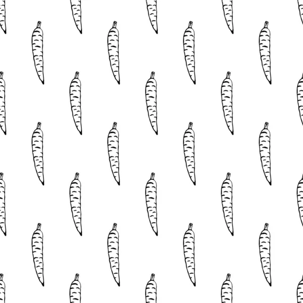 Modèle Sans Couture Avec Des Éléments Légumes Dessinés Main Carotte — Image vectorielle