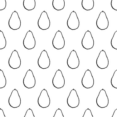 Elle çizilmiş meyve elementleri avokado ile kusursuz desen. Vejetaryen duvar kağıdı. Tasarım ambalajı, tekstil, arkaplan, tasarım kartpostalları ve posterler için.