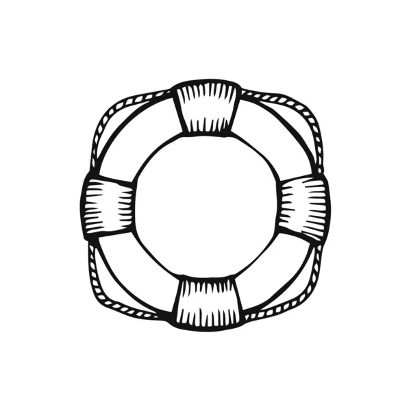 Handgezeichnete Rettungsring Vektor Illustration Auf Weißem Hintergrund — Stockvektor