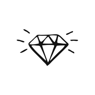 Mücevherler. Aşk hakkında elle çizilmiş unsurlar. Tasarım ögesi beyazda izole edildi. Sevgililer Günün kutlu olsun. Vektör illüstrasyonu.