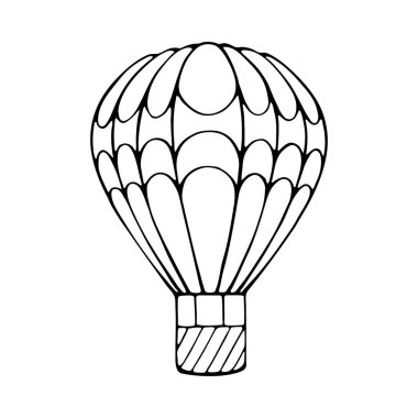 Sıcak hava balonu el çizimi. Vektör illüstrasyonu.