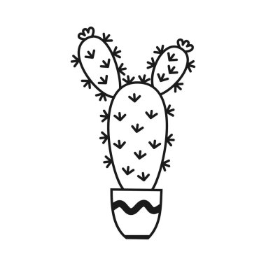 Kaktüs taşıyıcı ana hatları çizimleri beyaz arkaplanda