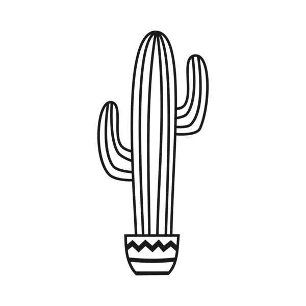 Cactus Vaso Schema Vettoriale Illustrazione Disegni Sfondo Bianco — Vettoriale Stock