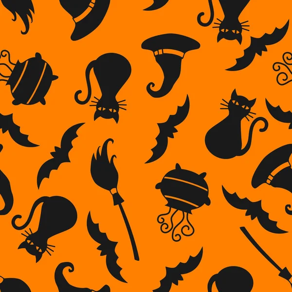 Płynny Wzór Elementami Halloween Tło Halloween Ilustracja Tekstyliów Nadruków Kart — Wektor stockowy