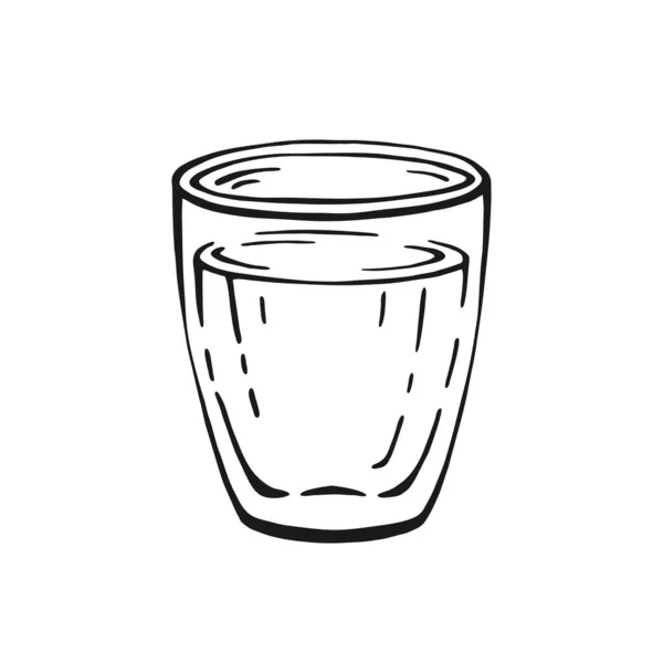 Vaso Leche Agua Aislado Sobre Fondo Blanco Ilustración Vectorial Dibujada — Archivo Imágenes Vectoriales