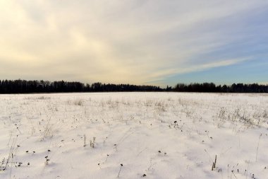 Bulutlu havada karla kaplı alan