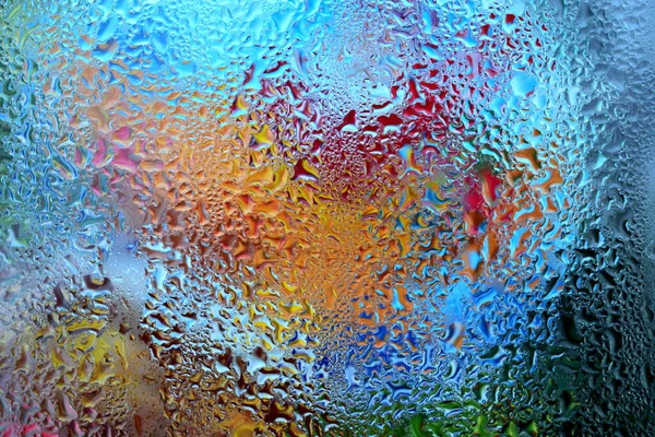 Ilusión Del Color Las Gotas Condensación Sobre Cristal Ventana —  Fotos de Stock