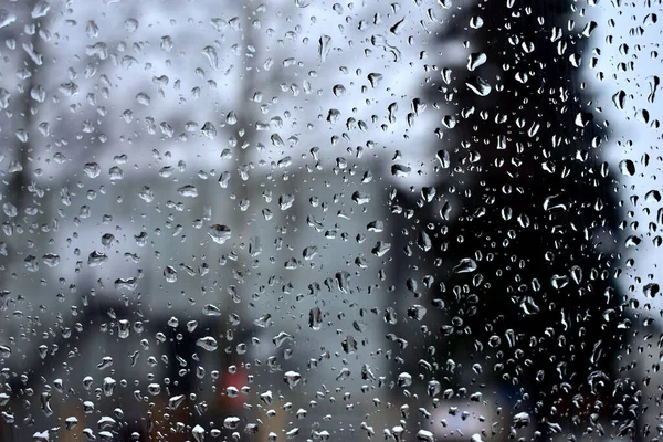 Σταγόνες Βροχής Στο Τζάμι Του Παραθύρου — Φωτογραφία Αρχείου