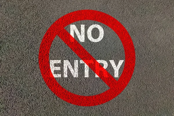 No entry sign in red icon painted on road ,ban on entrance