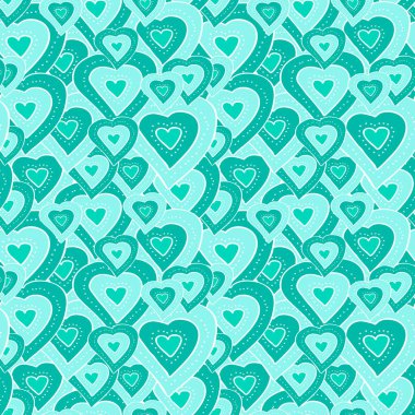 Yumuşaklık Vektörü kusursuz desen. Beyaz çizgilerle çizilmiş mavi kalpler. Bebek yatağı, tekstil, duvar kağıdı, ambalaj, kart, kapak sayfası, web sitesi, afiş için arka plan.