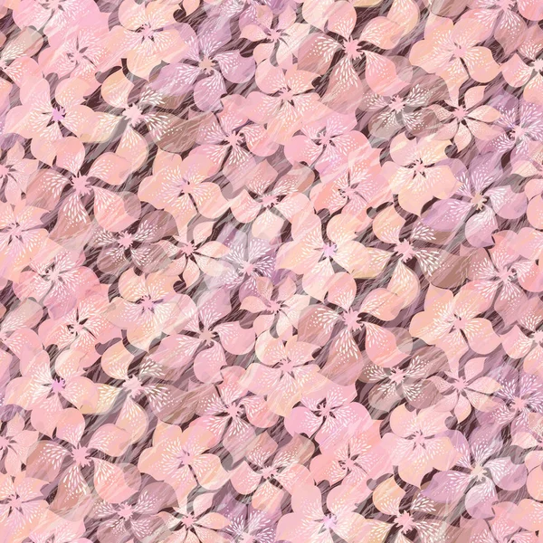 美しいサンゴとピンク色の花のベクトルシームレスなパターン 水の波の下で異なる明るさ抽象的なモトリーピンクの花 軟らかい春の背景 — ストックベクタ