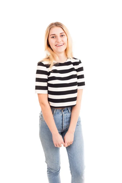 Menina bonita sorrindo isolado — Fotografia de Stock