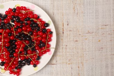 Bir kase karışık siyah ve kırmızı kuş üzümü