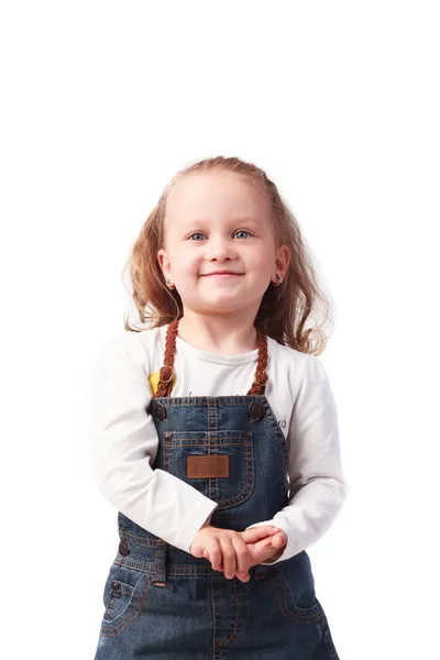 Linda niña posando aislada en blanco —  Fotos de Stock