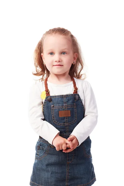 Pretty little girl posing isolated on white — Stock Photo, Image