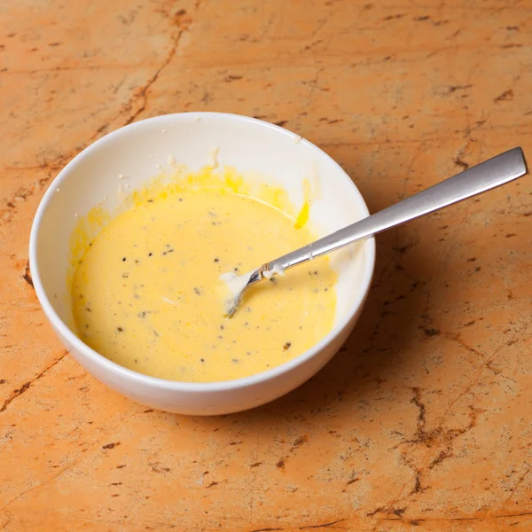 Egg sour cream sauce in bowl — Stock Photo, Image
