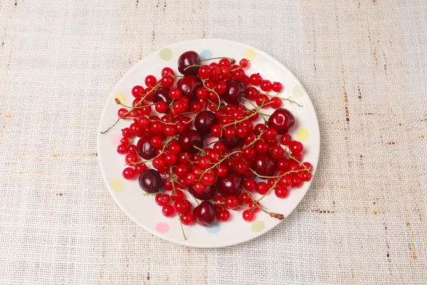 Mixed red berries in bowl — Stock Photo, Image